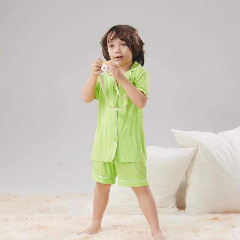 Kids Clothing Wholesale Solid Pure Cotton Short Pijama 2 Piece Toddler Boy clothing set