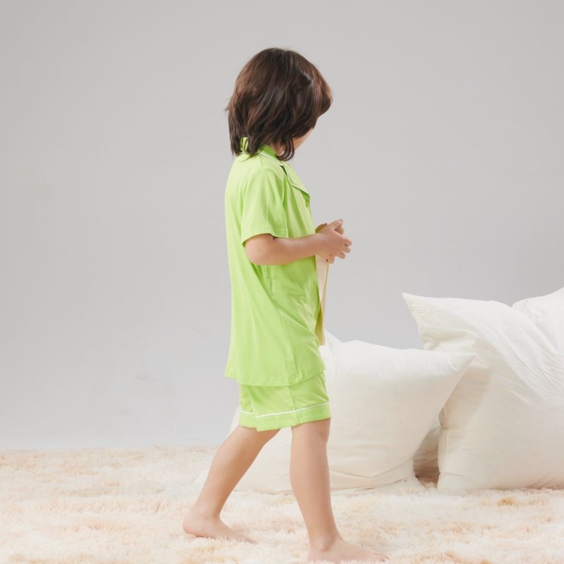 Kids Clothing Wholesale Solid Pure Cotton Short Pijama 2 Piece Toddler Boy clothing set