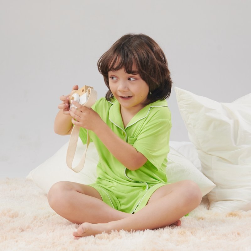 Kids Clothing Wholesale Solid Pure Cotton Short Pijama 2 Piece Toddler Boy clothing set