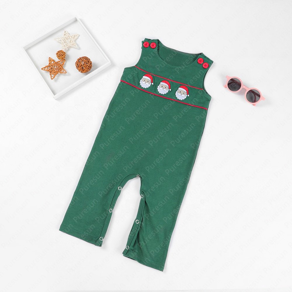 Puresun kids boys matching clothing sets custom Christmas holiday clothes apparel toddler siblings smocked santa outfits