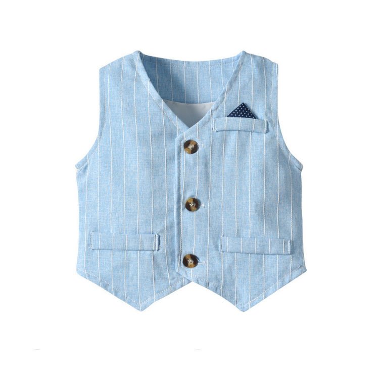 Spring And Autumn New Children's Wear Boys' Suit Three-Piece Gentlemen's And Blue Striped+Bow Tie Boys Baby Clothes Sets