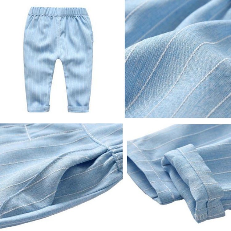Spring And Autumn New Children's Wear Boys' Suit Three-Piece Gentlemen's And Blue Striped+Bow Tie Boys Baby Clothes Sets
