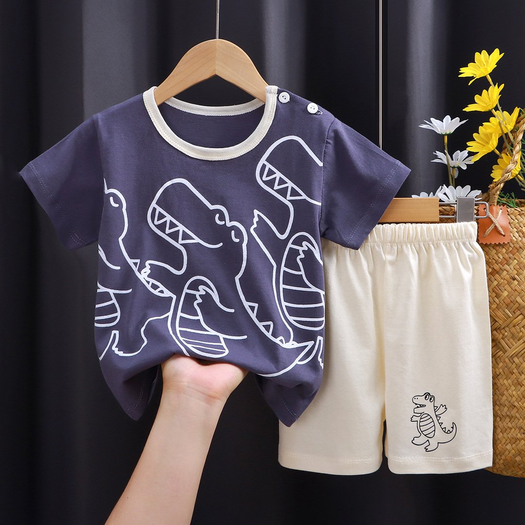 Baby Boy Summer Cute Crocodile Design T-shirt Cotton Short Clothing Two-piece Sets