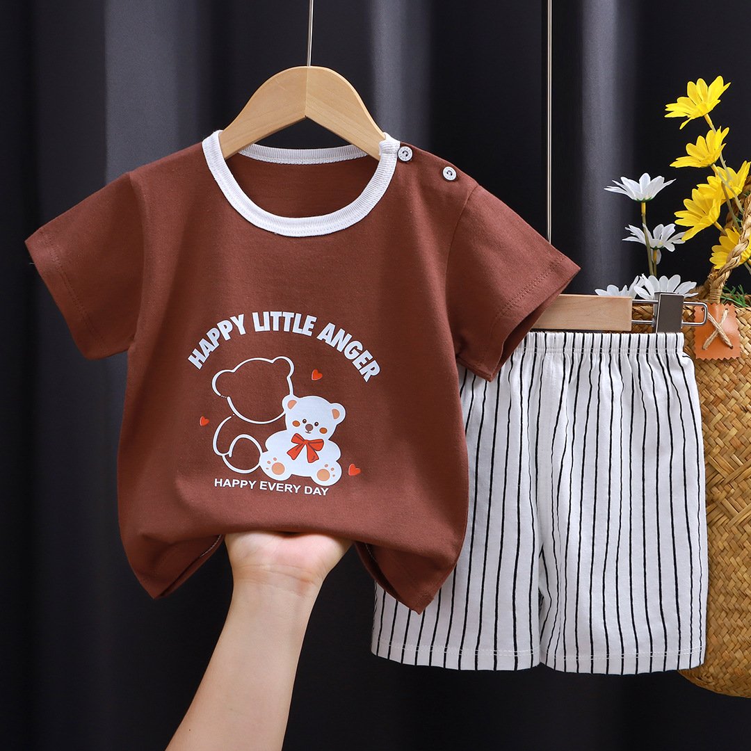 Baby Boy Summer Cute Crocodile Design T-shirt Cotton Short Clothing Two-piece Sets