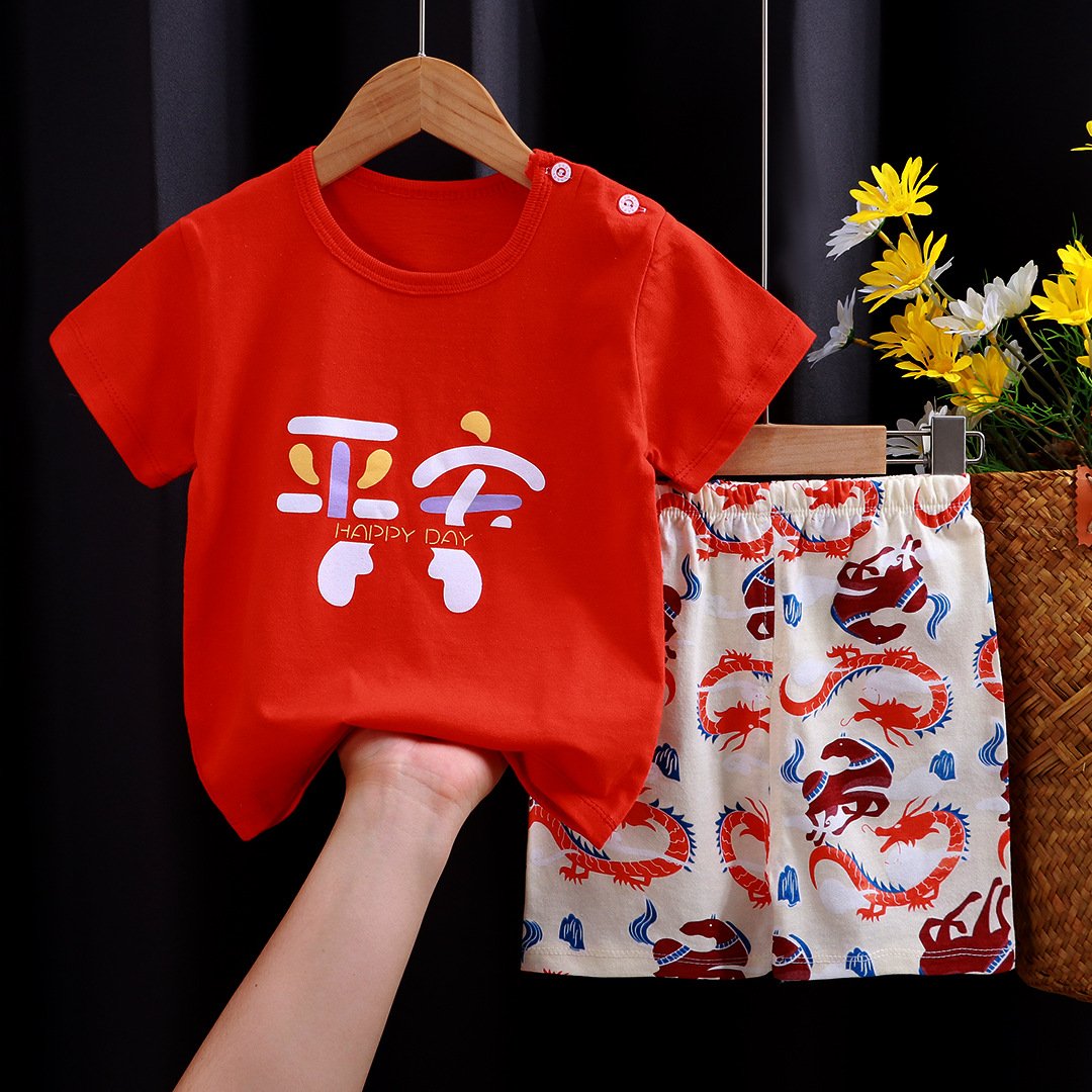 Baby Boy Summer Cute Crocodile Design T-shirt Cotton Short Clothing Two-piece Sets
