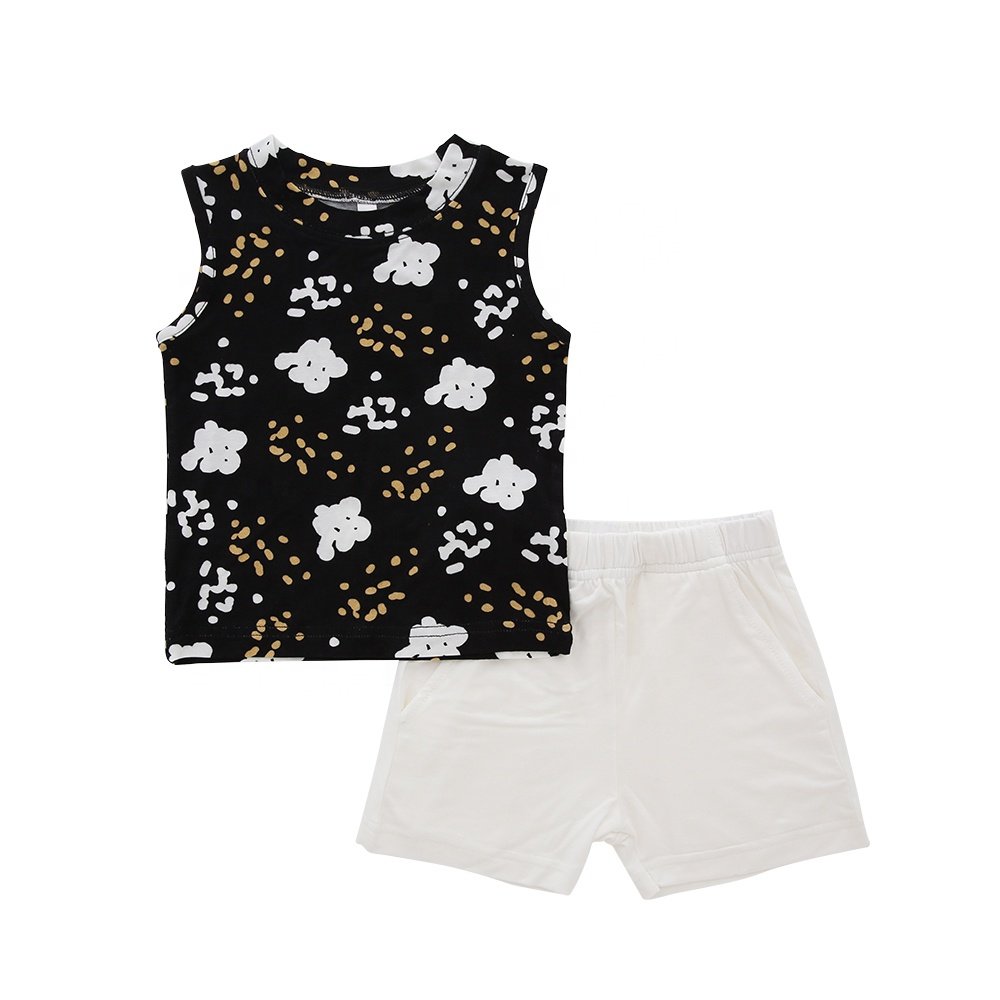 Wholesale Fashion Summer boy's Girls Clothing Sets Baby Printing Clothes Two Piece Kids Casual Sleeveless baby Clothes set