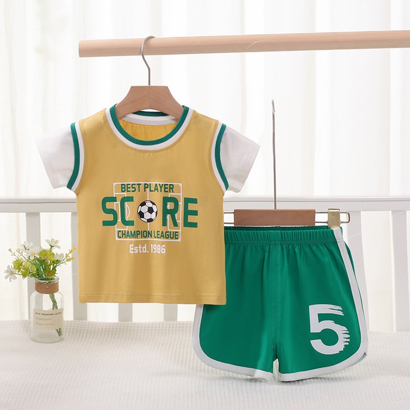 Summer Formal Sports Suit for Toddlers up to 3 Years Old Cartoon One-Piece Short-Sleeved for Young Boys Clothing Sets