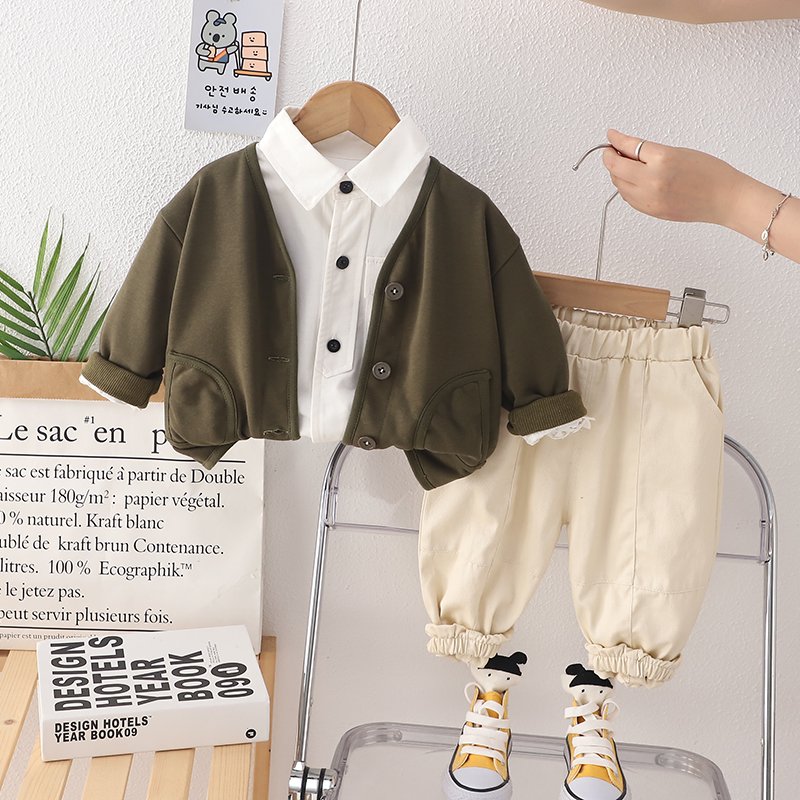 Wholesale Children's Winter Clothing Sets Casual Cotton and Organic Cotton Solid Pattern for Boys Baby Age Group