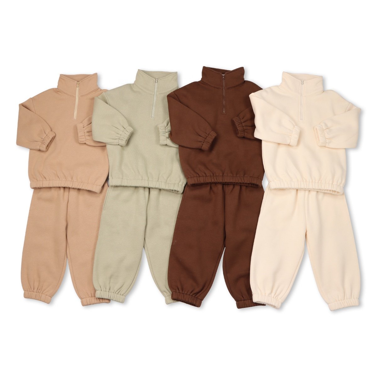 Unisex Casual Outfit for Toddler Boys Girls Momy Me Winter Kids' Wear Sweatshirt Suit with Zipper Collar 2pcs Baby Clothing Sets