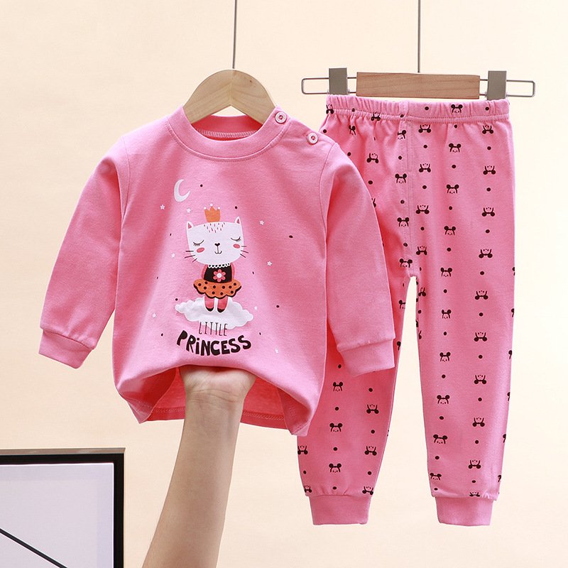 Autumn winter children pyjamas clothing sets cartoon printed boy girl sleepwear baby lounge wear 100% cotton kids pajamas set