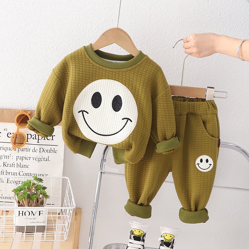Hot spring and autumn high-quality fashion pure cotton children's long-sleeved hoodie and pants two children's clothing sets