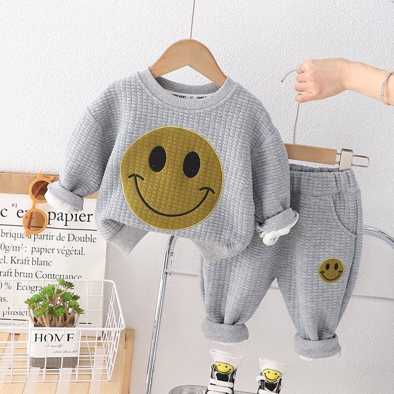 Hot spring and autumn high-quality fashion pure cotton children's long-sleeved hoodie and pants two children's clothing sets