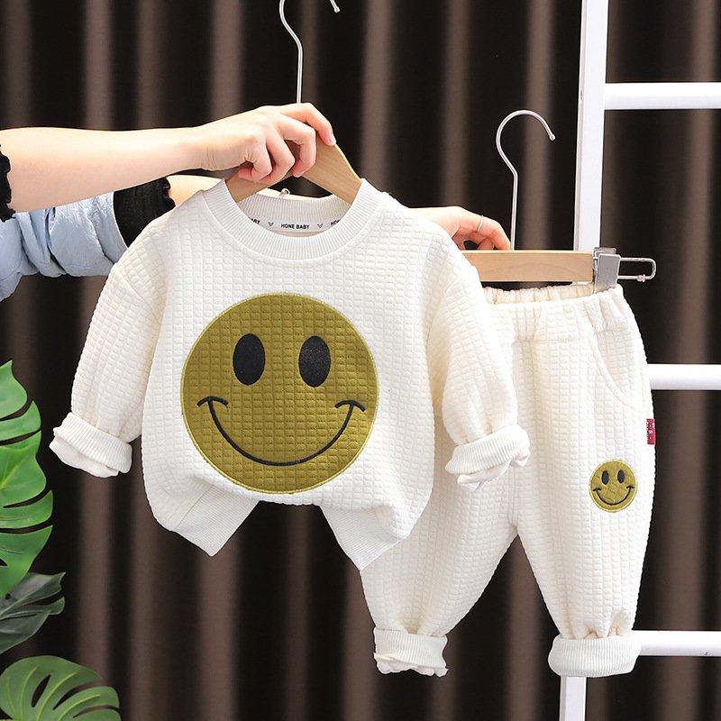 Hot spring and autumn high-quality fashion pure cotton children's long-sleeved hoodie and pants two children's clothing sets