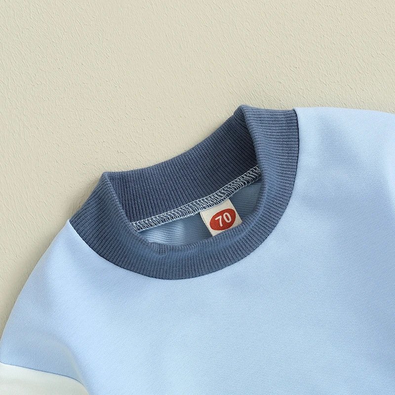 Spring and autumn baby boy clothing set colorblock sweatshirt long sleeve kids clothes fashion style casual soft baby suit