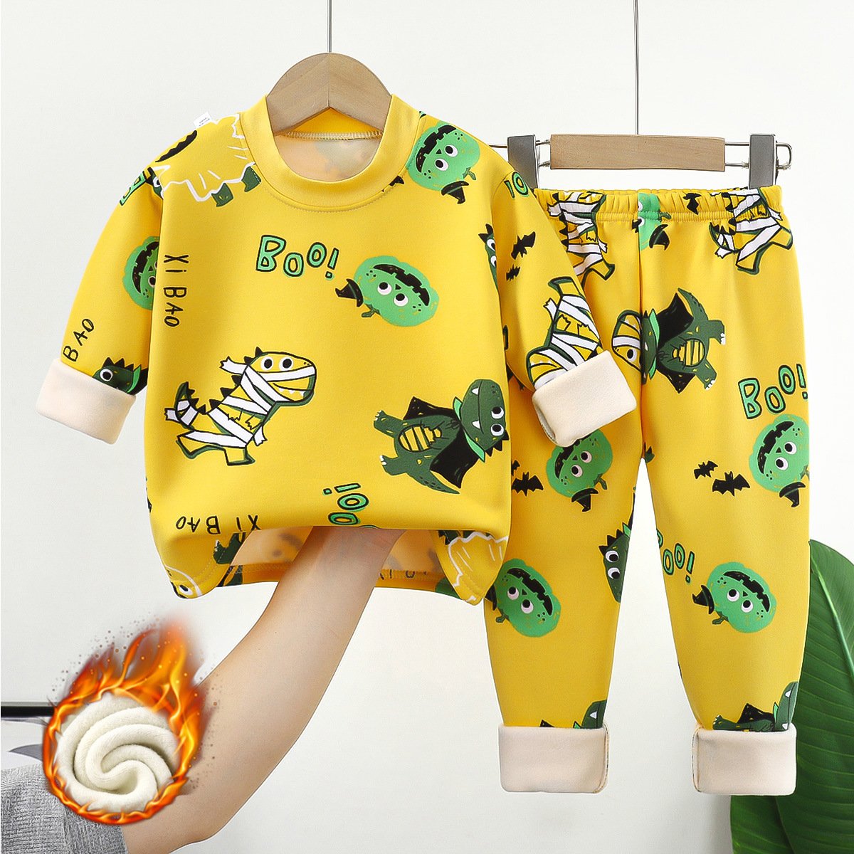 Children's thermal underwear set for boys, middle-aged and girls, plus velvet and thickened pajamas for 0-14 years old