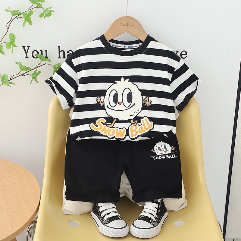2024 Summer New yiwu Designs Casual Kids 2-Piece Comfortable and OEM Service Available Boys' short-sleeved hoodie design set