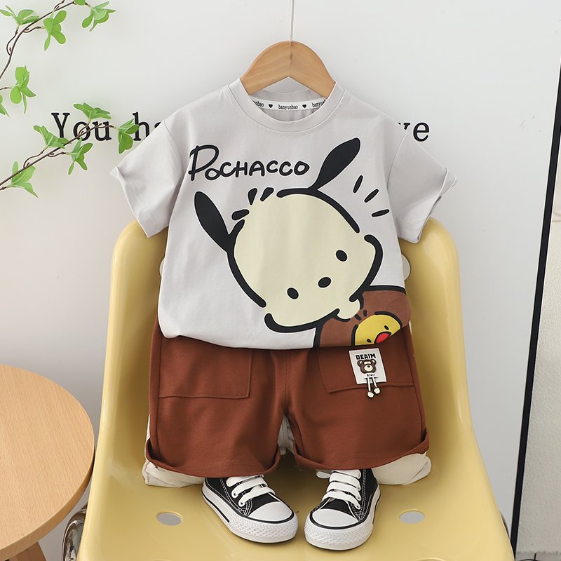 2024 Summer New yiwu Designs Casual Kids 2-Piece Comfortable and OEM Service Available Boys' short-sleeved hoodie design set