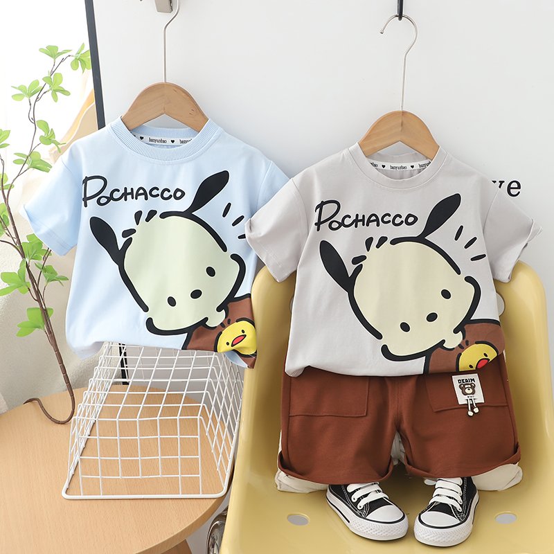 2024 Summer New yiwu Designs Casual Kids 2-Piece Comfortable and OEM Service Available Boys' short-sleeved hoodie design set
