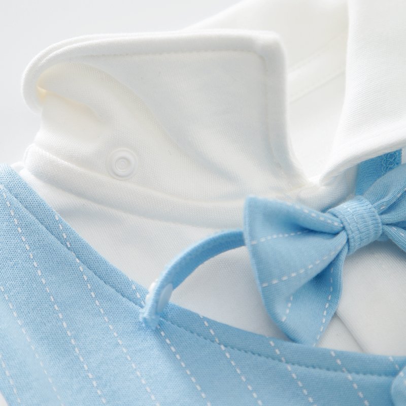 Light color gentleman style 100%cotton long sleeve with bow tie pajama Baby boys Romper