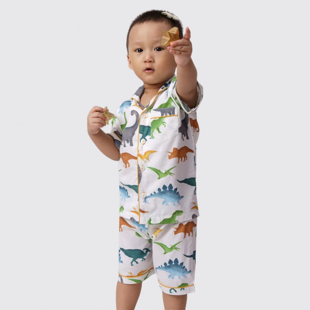 Wholesale Western Style Cattle Printed Children Boys Clothing Sets Short Sleeve Shirt Tops & Shorts Suits Pajama set