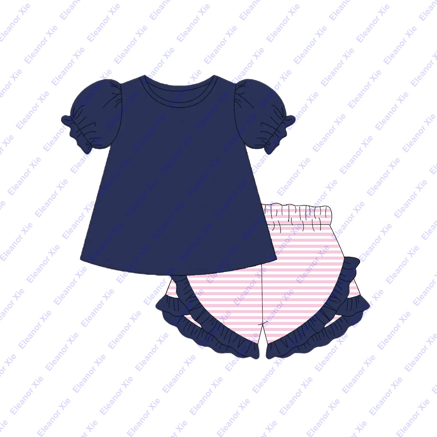 2025 custom knitting 95%cotton children boys short set short sleeve summer monogram toddler boy clothing sets