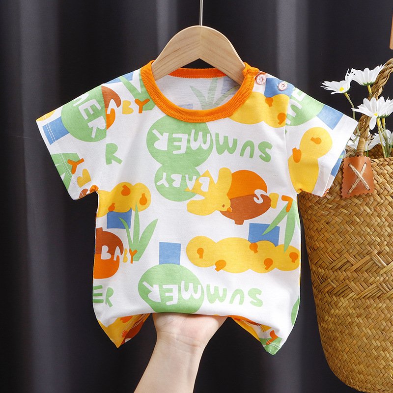Print Children Short Sleeve T-Shirt Letter Cotton T-Shirt For Girls New Style 1 Year Old Baby Clothes Summer