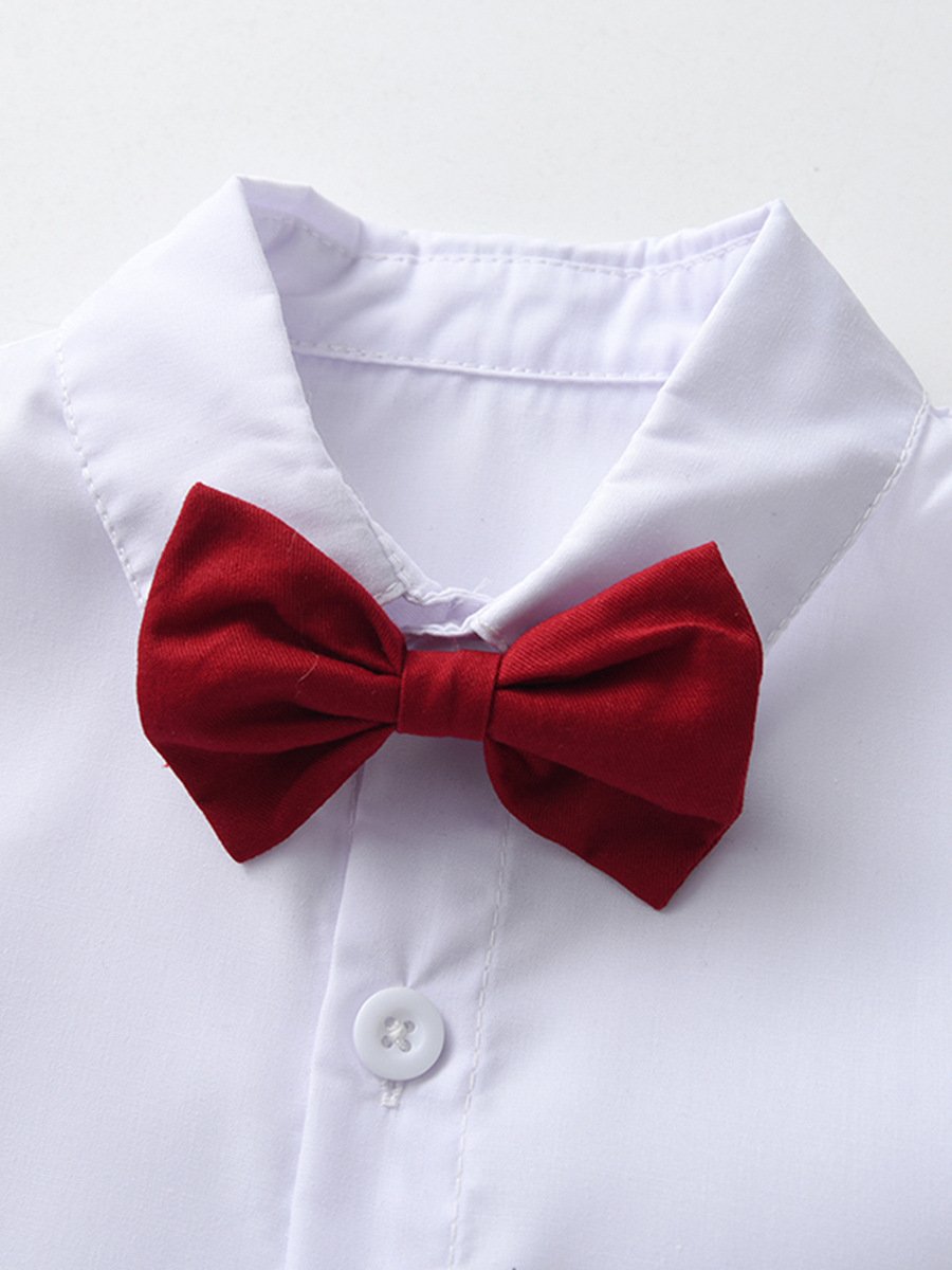 Summer kids boys clothing set short sleeve suit gentleman shirt and suspender trousers 2 pieces set baby boys