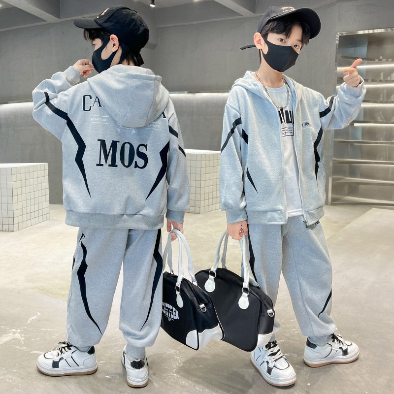Teen boy clothing set boy's sportswear spring long-sleeved two-piece 2024 fashion children's clothing set