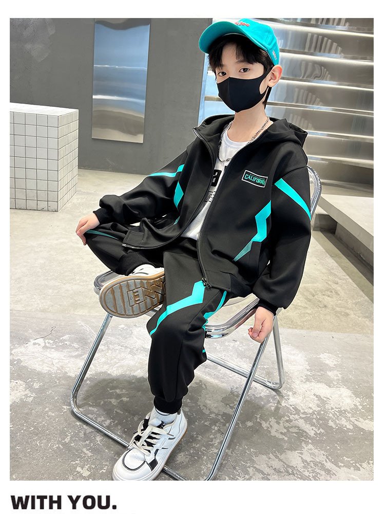 Teen boy clothing set boy's sportswear spring long-sleeved two-piece 2024 fashion children's clothing set