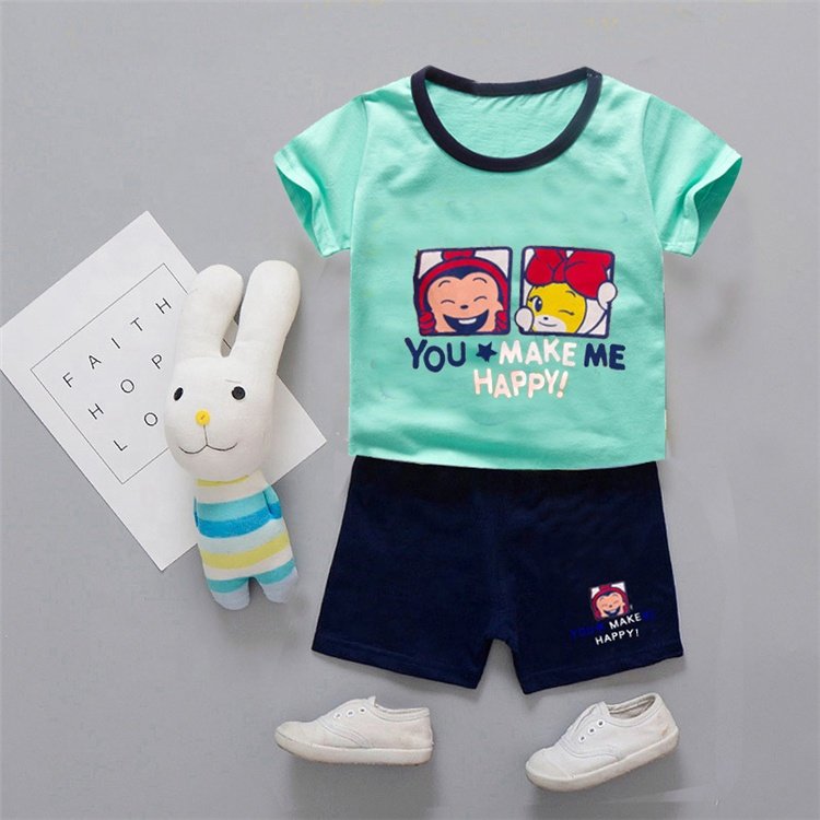 Wholesale Fashion New Casual Children's Wear Short Sleeve Cotton Boys Two Piece Kids Boy Shorts Casual Clothing Outfit Set
