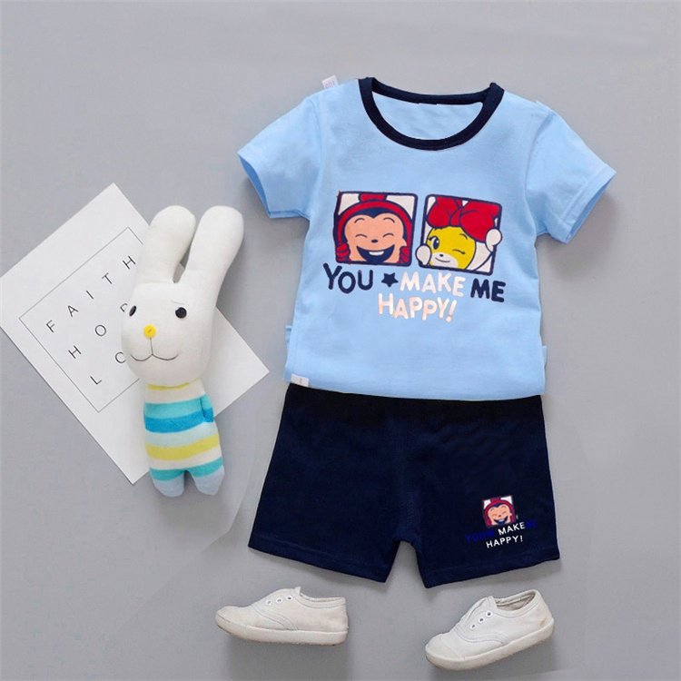 Wholesale Fashion New Casual Children's Wear Short Sleeve Cotton Boys Two Piece Kids Boy Shorts Casual Clothing Outfit Set
