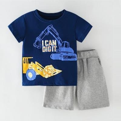 Various styles of casual boys summer sets little boy cotton cartoon print suits kids shorts t shirt set