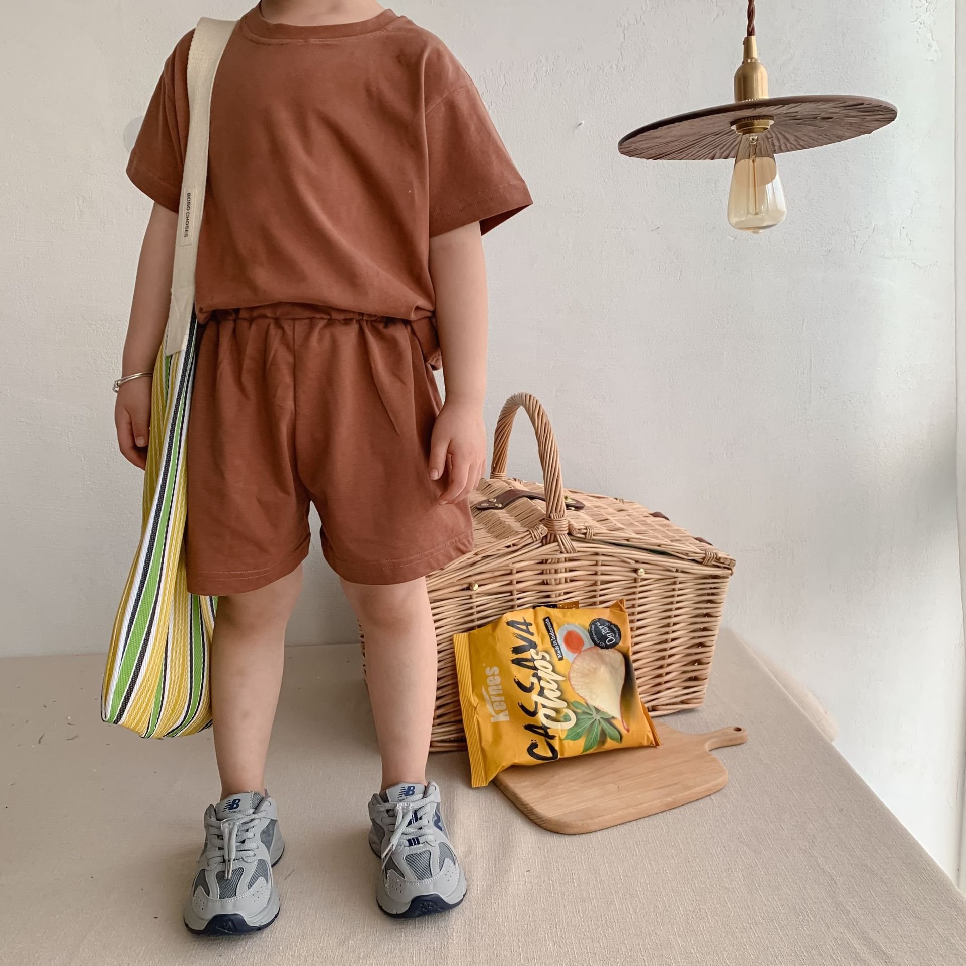 Summer ins online store hot sale latest kids 2pcs clothing toddler baby handsome boy 100% cotton custom solid short sleeve set
