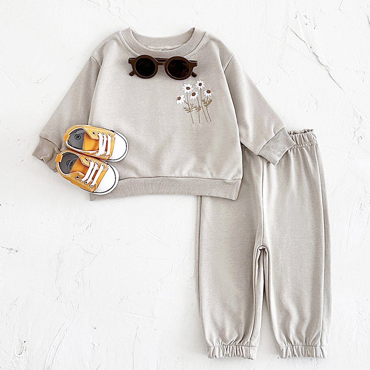 Baby Newborn Autumn Long Sleeve Clothes Set Infant Chamomile Embroidery Hoodie Casual Clothes 1-3Years