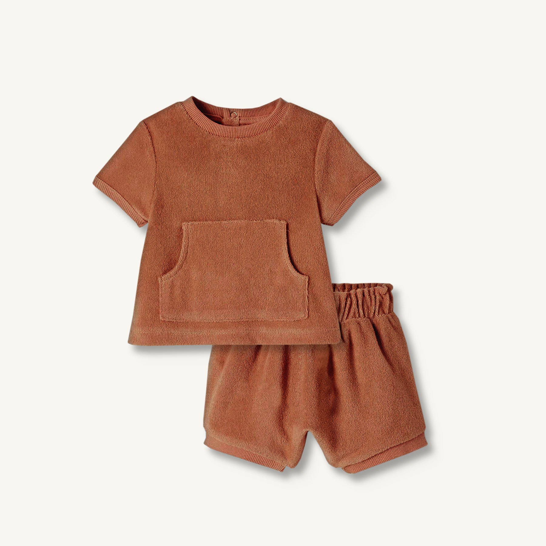 New Arrival Terry towel Baby boys Clothing Set Solid Short Top Pant Casual Wear Unisex children toddler boys clothing