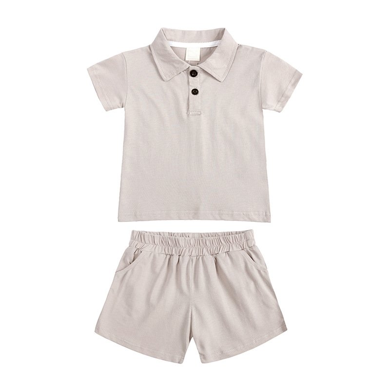 custom Children's lapel short sleeve two piece set polo shirt shorts suit boys casual wear