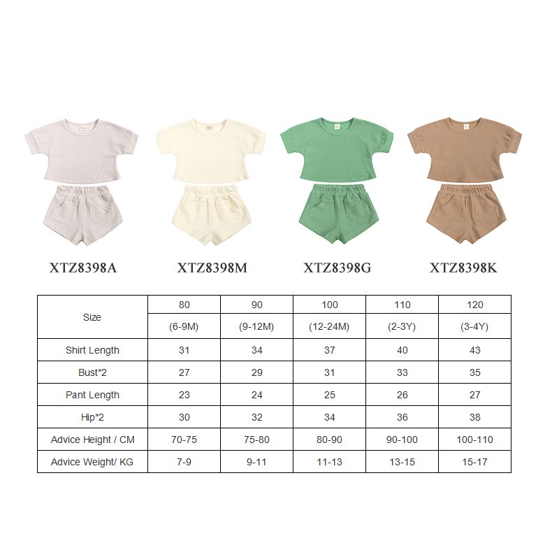 Soft Waffle Infant Summer Loose Shirt Baggy Shorts Set Kids Clothes Casual Outfits Boys Clothing Sets Baby