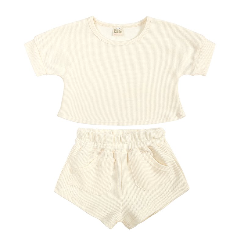 Soft Waffle Infant Summer Loose Shirt Baggy Shorts Set Kids Clothes Casual Outfits Boys Clothing Sets Baby