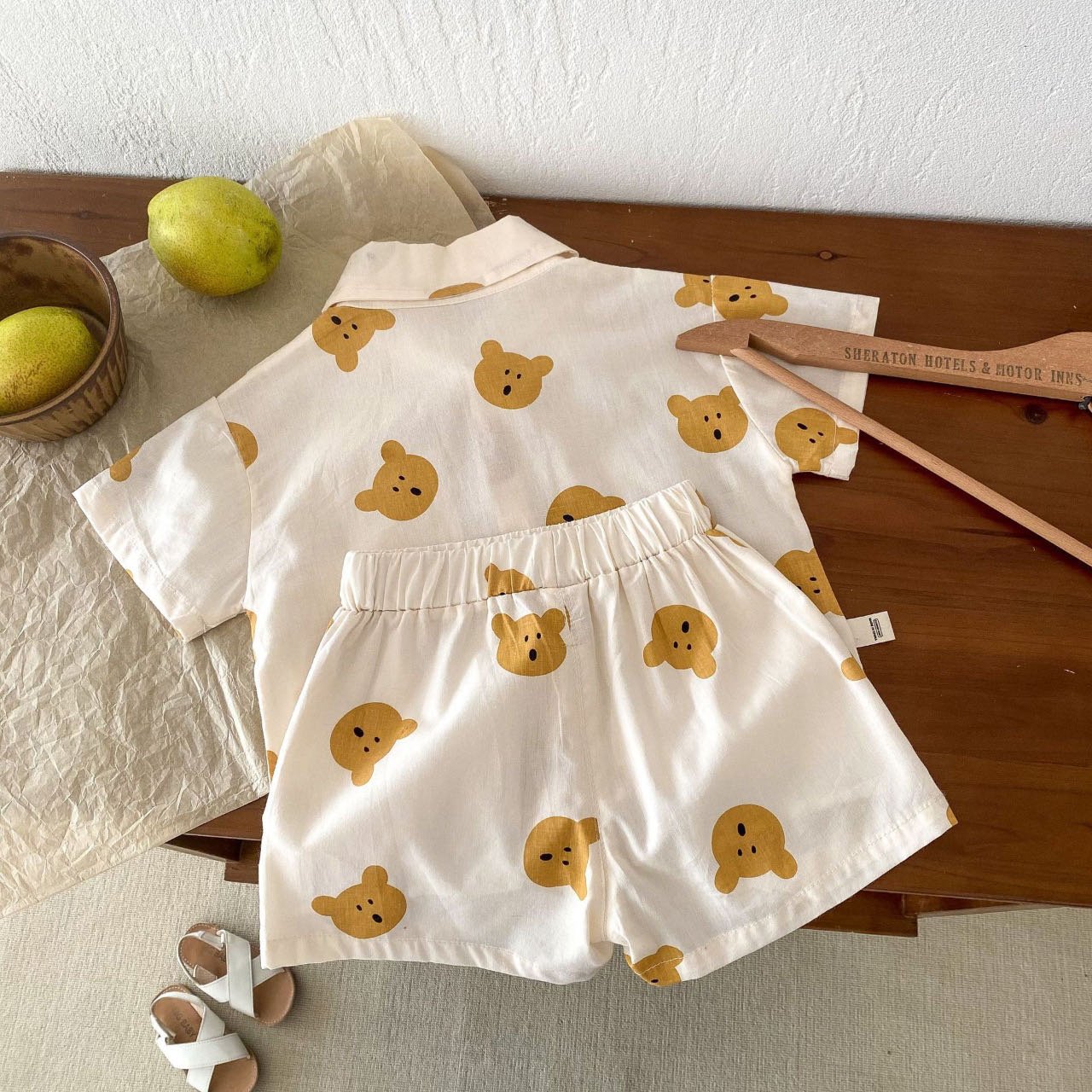 Summer cute boy children clothing set bear suit kids clothes outfit baby boys cartoon T-shirt and shorts two-piece set