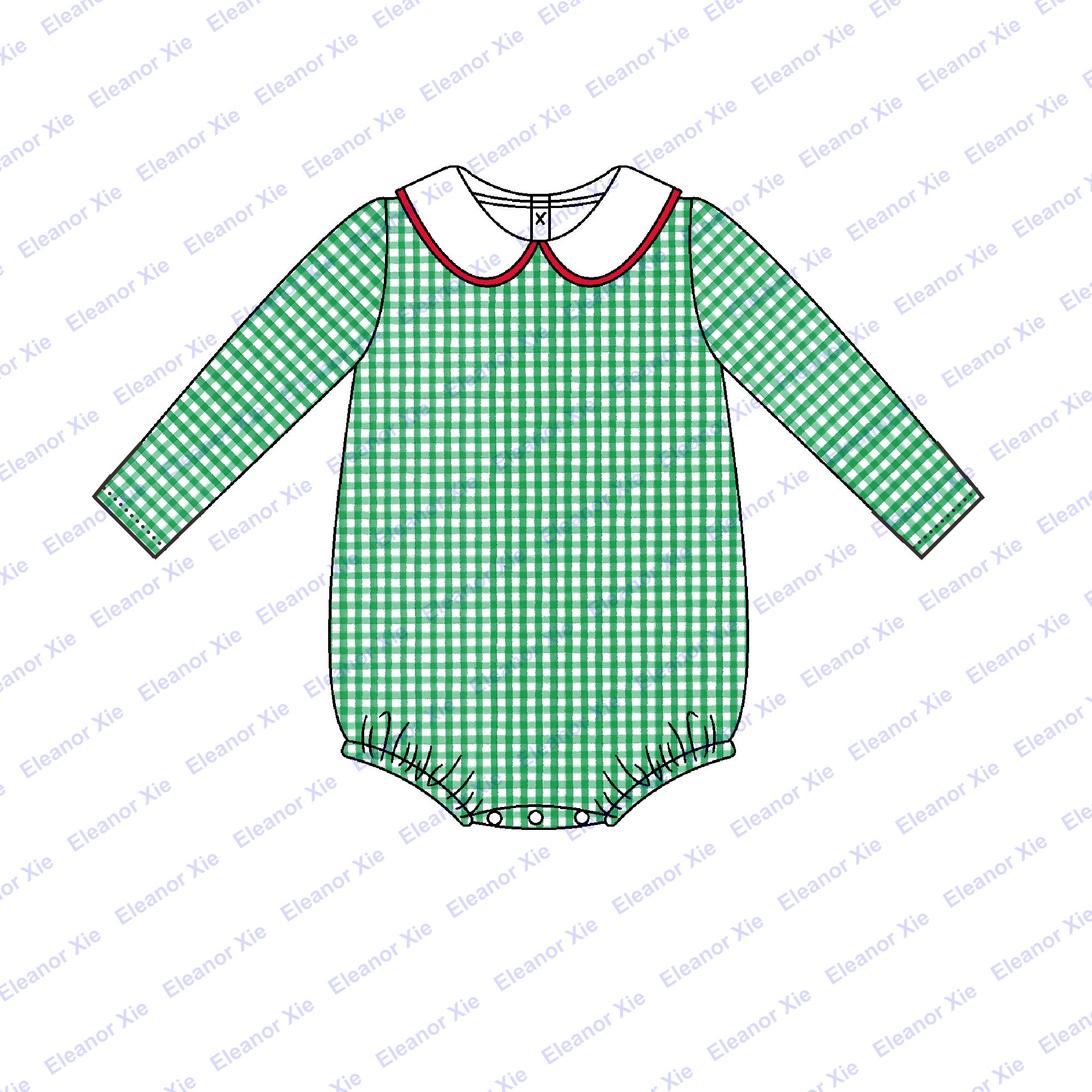 New arrival green check cotton monogram toddler baby boys clothing pant sets matching Christmas kids boys clothing for 2-12