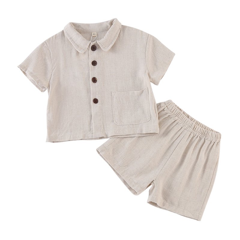 2024 summer baby boys and girls clothing sets linen short sleeves new styles baby girls dresses for siblings two piece suits