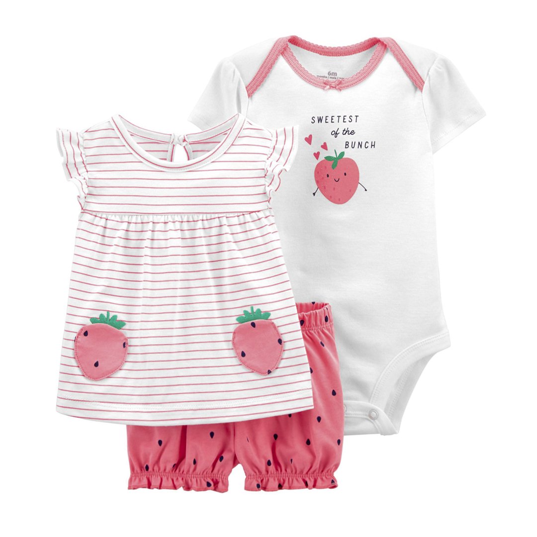 6m to 24m T-shirt romper 3-piece baby boys and girls clothing sets for summer