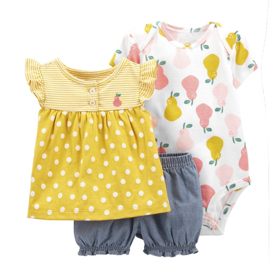 6m to 24m T-shirt romper 3-piece baby boys and girls clothing sets for summer