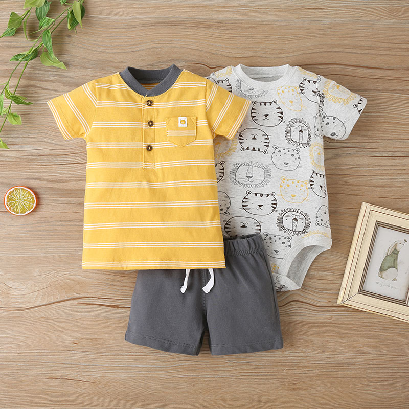 6m to 24m T-shirt romper 3-piece baby boys and girls clothing sets for summer