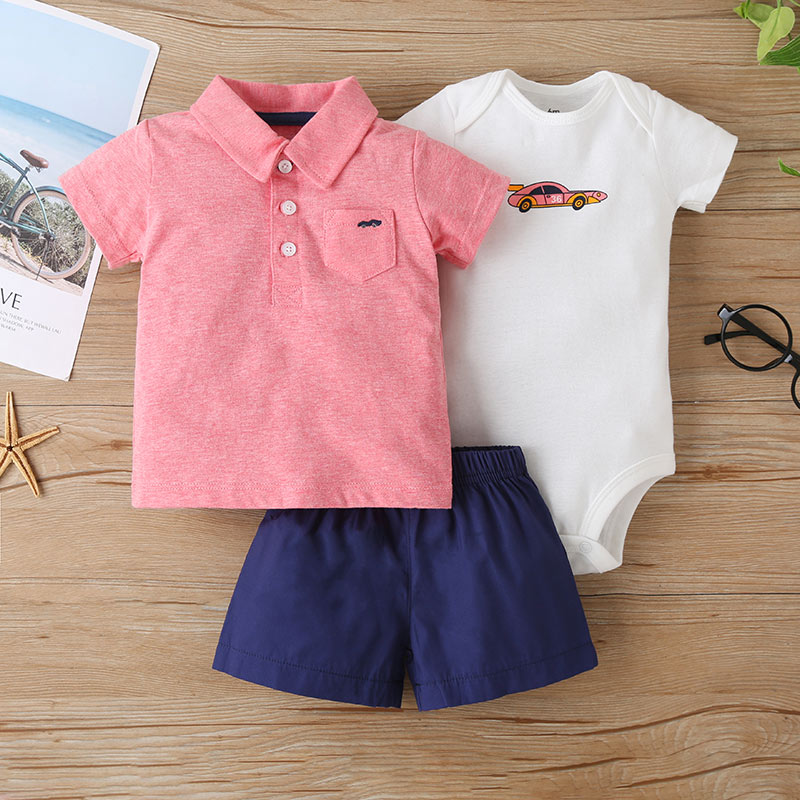 6m to 24m T-shirt romper 3-piece baby boys and girls clothing sets for summer