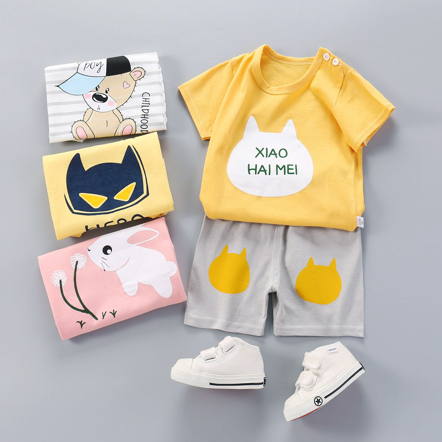 Factory direct sales summer baby clothes set high quality short sleeve 2 pcs baby clothes set