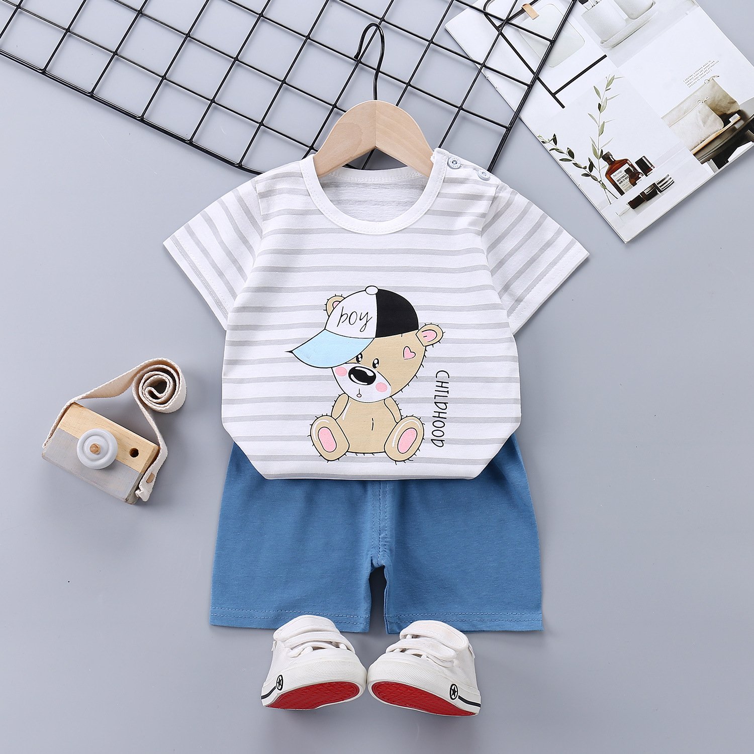 Factory direct sales summer baby clothes set high quality short sleeve 2 pcs baby clothes set
