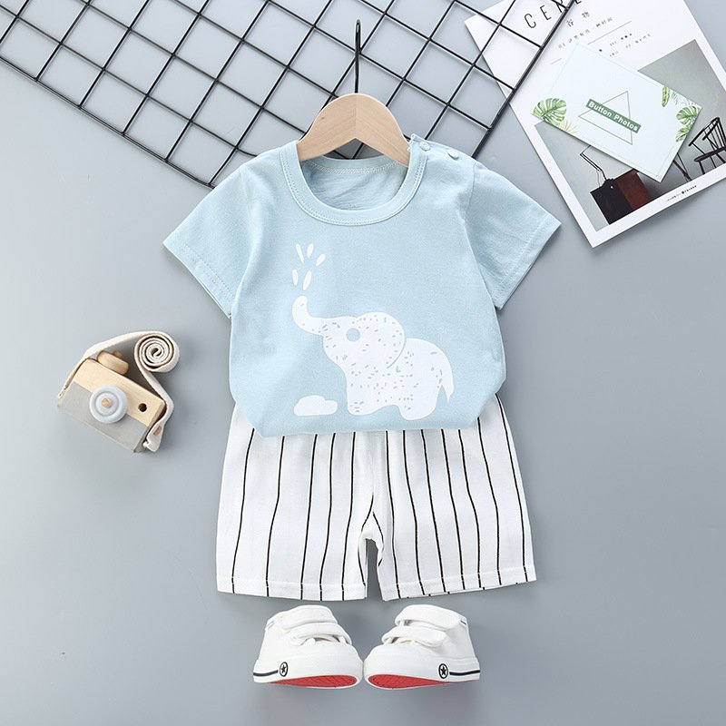 Factory direct sales summer baby clothes set high quality short sleeve 2 pcs baby clothes set