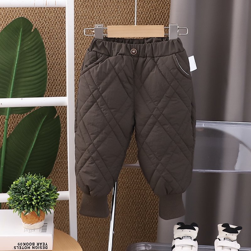 Children's winter pants 2024 new Mori department boys and girls diamond clip cotton bloomers style thickened cotton pants wear