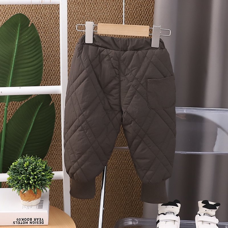 Children's winter pants 2024 new Mori department boys and girls diamond clip cotton bloomers style thickened cotton pants wear